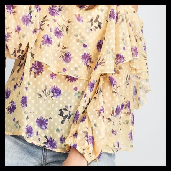 BNWT Easel "Rosie Pom Pom" Ruffle Detailed Chiffon Top - Picture 5 of 13